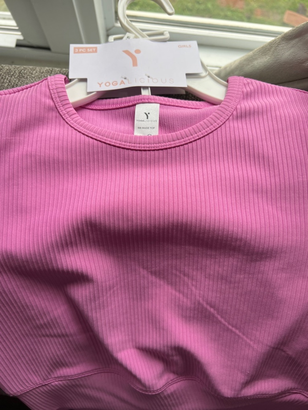 Yogalicious Girls Ribbed Pink Tank Crop Top